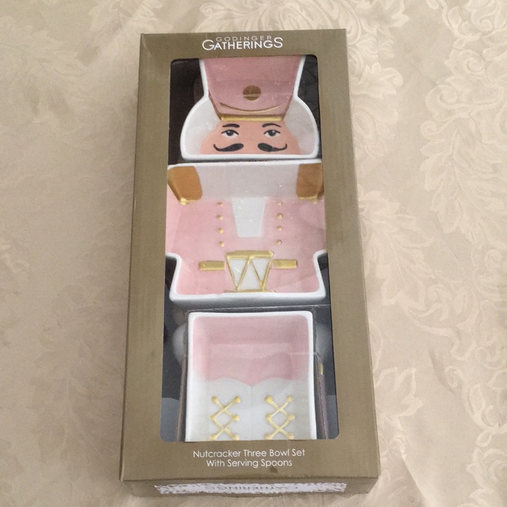Godinger Pink and Gold Nutcracker Three-Bowl Set